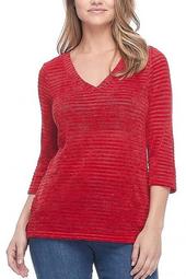 OVERLAPPING VNECK CHENILLE TOP