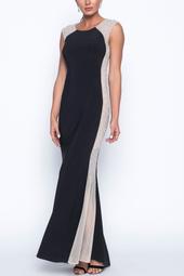Black Nude Full Length Evening Gown