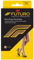 FUTURO Energizing Ultra Sheer Pantyhose For Women French Cut Mild Large Nude, 1 Pair