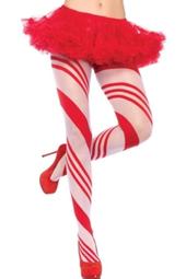 Women's Candy Cane Pantyhose, Red, One Size