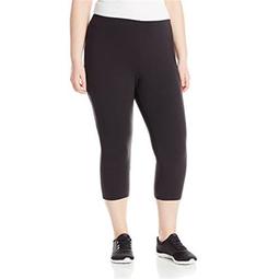 90563241880 Womens Plus-Size Stretch Jersey Capri Legging - Black, 4X