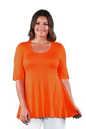24seven Comfort Apparel Elbow Sleeve Plus Size Tunic Top For Women