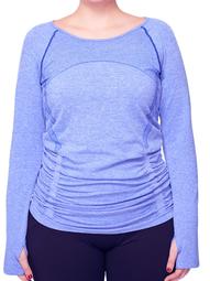 Under Control Women's Plus Seamless Scoop Neck Long Sleeve Performance Top With Ruching Detail