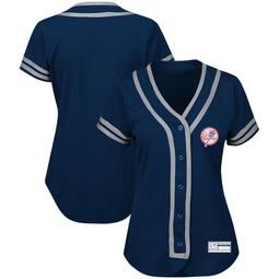 New York Yankees Majestic Women's Plus Size Absolute Victory Fashion Jersey - Navy/Gray