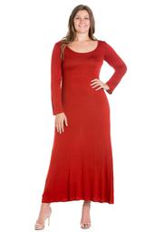 24/7 Women's Plus Size Comfort Apparel Womens Long Sleeve Plus Size Maxi Dress