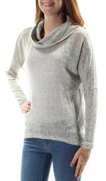 BAR III Womens Gray Sheer Long Sleeve Cowl Neck Sweater Plus  Size: 2X