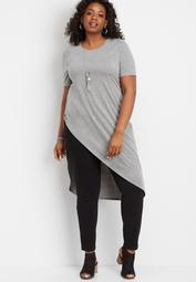 plus size 24/7 solid dramatic asymmetrical tee