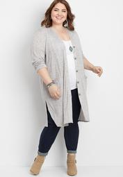 plus size ribbed button down duster cardigan