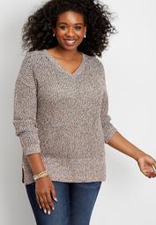 plus size cable knit open back sweater
