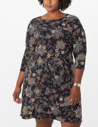 Plus Size Printed Hardware A-Line Dress