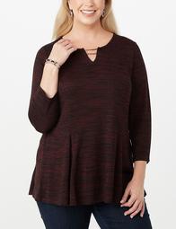 Plus Size Hardware Hacci-Knit Fit-And-Flare Top