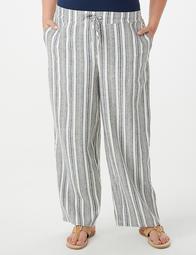 Plus Size Striped Linen Beach Pants