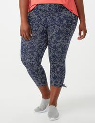 Plus Size Printed Pull-On Capri Pants