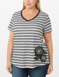 Plus Size Striped Graphic Tee