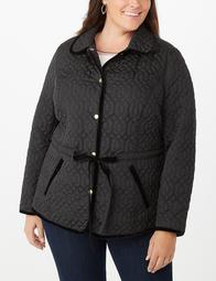 Plus Size Faux Suede Puffer Jacket