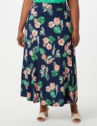 Plus Size Floral Knit Maxi Skirt