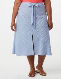 Plus Size Striped Tied-Front Skirt