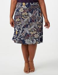 Plus Size Floral Textured Skirt