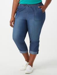 Plus Size Roll-Up Cuff Pull-On Pants