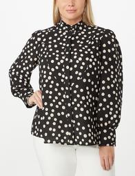 Plus Size Polka Dotted Ruffle Top