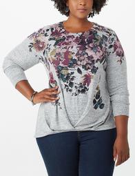 Plus Size Floral Hacci-Knit Sweater