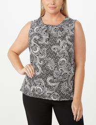 Plus Size Printed Pleated Top