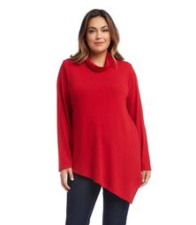 Plus Size Asymmetric Turtleneck Sweater