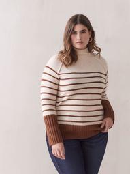 Striped Mock-Neck Sweater - Addition Elle