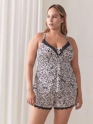 Printed Sleep Cami with Lace Inserts - Addition Elle
