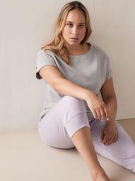 Heathered Short Sleeve Cotton PJ T-Shirt - Addition Elle