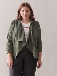 Faux-Suede Drape-Front Jacket - Blank NYC