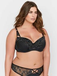 Ashley Graham Essentials Lace and Striped Showstopper Bra