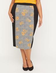 Black Label Floral Houndstooth Skirt