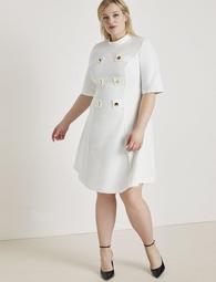 Mock Neck Military Dress with Sleeves