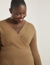 Ribbed Cross Front Sweater