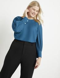 Puff Sleeve Top with Pearl Details