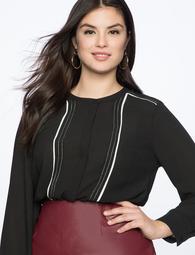 Contrast Piped Blouse