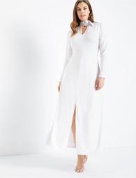 Buckle Collar Dress with Slit