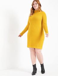 Honeycomb Turtleneck Sweater Dress