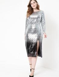 Ombre Sequin Dress with Slit