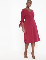 Fit and Flare Dress with Tie Sleeves