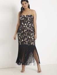 Strapless Lace and Fringe Dress