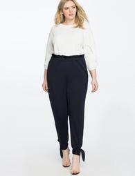 Ruffle Waist Pant With Ankle Tie