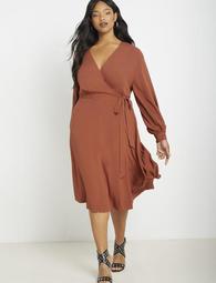 Long Sleeve Wrap Dress with Tie