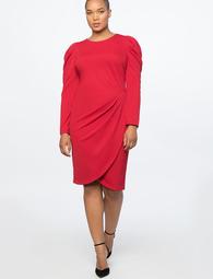 Crew Neck Dress with Draped Front