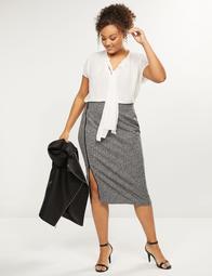 Textured Zip-Front Pencil Skirt