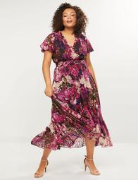Textured Floral High-Low Fit & Flare Dress