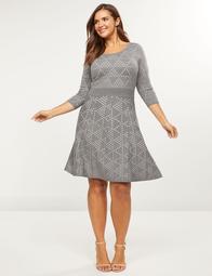 Dotted Triangle Fit & Flare Sweater Dress