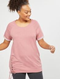 LIVI Active French Terry Tee - Lace-Up Hem