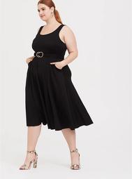 Black Premium Ponte Midi Dress